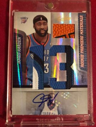2009 - 10 Absolute James Harden Prime Rookie Rc Materials Auto Patch Jersey 1/5