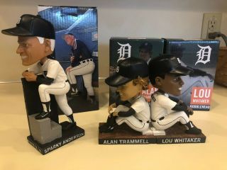Alan Trammell,  Lou Whitaker,  Sparky Anderson Detroit Tiger 2019 Bobbleheads