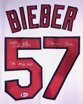 Shane Bieber Autographed Cleveland Indians Signed 2019 All - Star Game Jersey BAS 3
