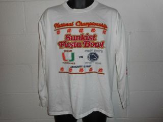 Vintage 80s 1987 Sunkist Fiesta Bowl Penn State Vs Miami Ls T - Shirt L/xl