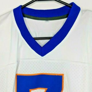 Blue Mountain State Football Jersey Alex Moran 7 Blue Orange Stitched Size L 4