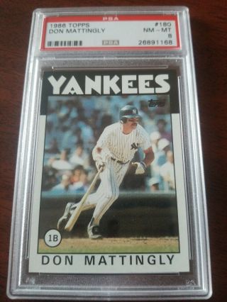 1986 Topps Don Mattingly Psa 8 180 Baseball Card Nm - Mt