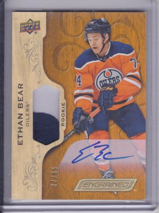 Ethan Bear 2018 - 19 Ud Engrained Rookie Patch Auto Rc D 37/65 Rpa Nm (1178)