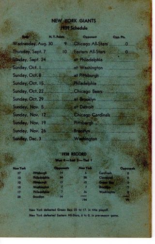 RARE 1939 York Football Giants media guide by Ned Irish - WORLD CHAMPIONS 2