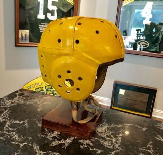 Green Bay Packers Leather Football Helmet 1939 Lambeau Era Game Worn Rep Hinkle
