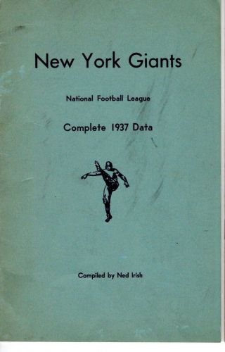 Rare 1937 York Football Giants Media Guide By Ned Irish