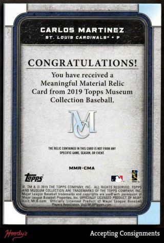 2019 Topps Museum Meaningful Gold Carlos Martinez 2 - Color LOGO PATCH 07/25 2