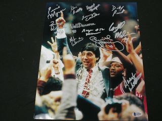 1983 Nc State Basketball Championship Team Signed 11x14 V Photo Beckett Bas