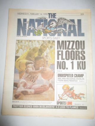 The National Sports Daily Newspaper Missouri Beats Kansas Ncca Basketball1990