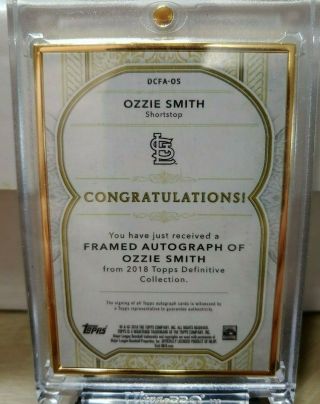 2018 Topps Definitive OZZIE SMITH Gold Framed On - Card Auto 01/10 (SSP - Purple) 2