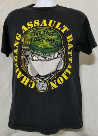 Vtg Wwe John Cena Chain Gang Assault Battalion Black T - Shirt Mens Medium