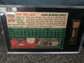 1954 Topps Hank Aaron Milwaukee Braves 128 Rookie Baseball Card - SGC AUTH 2