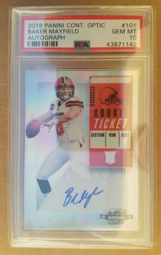 2018 Optic Contenders Baker Mayfield Silver Prizm Auto Refractor Like Psa 10 Rc