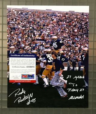 Rudy Ruettiger Signed 8x10 Carryoff Photo Autographed Psa/dna Notre Dame