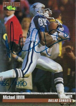 Michael Irvin Signed 1995 Classic Pro Line Card