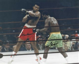 Muhammad Ali & Joe Frazier Color 8x10,  Live Ink Signed