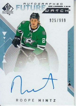 2018 - 19 Ud Sp Authentic Future Watch Auto 207 Roope Hintz 925/999 Stars