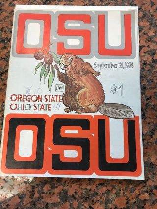 1974 Oregon State University Vs Ohio State University Football Program