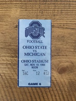 1994 Ohio State V Michigan Ticket Stub Eddie George Orlando Pace Korey Stringer