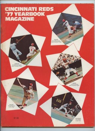 1977 Mlb Baseball Official Team Yearbook Cincinnati Reds Pete Rose Johnny Bench