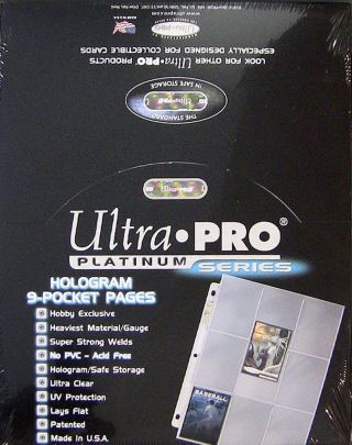 Ultra Pro Platinum 9 Pocket Hologram Pages,  100 Count Box