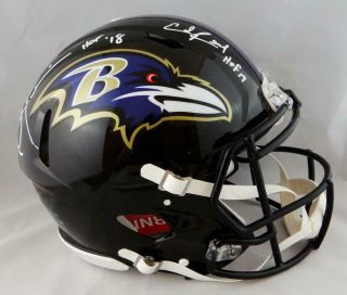 Ed Reed Ray Lewis Signed Ravens F/s Speed Authentic Helmet W/ Hof - Beckett Auth
