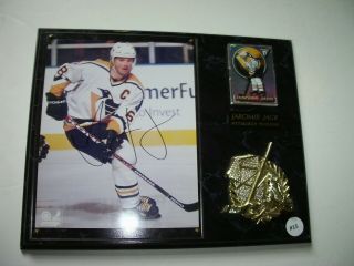 Jaromir Jagr Pittsburgh Penguins Plaque Signed Photo W/ Titanium Card &