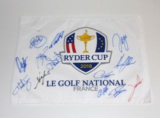 2018 Europe Team Signed Ryder Cup Le Golf National Flag X13 Paris European