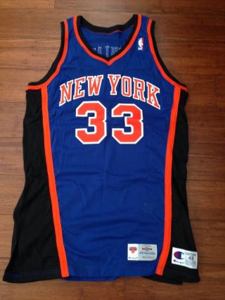 1995 - 96 Patrick Ewing Ny Knicks 33 Game Autographed Jersey - Grey Flannel