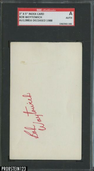 Bob Woytowich Hockey Signed Index Card Auto Autograph Sgc