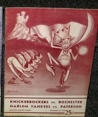 Nov 30 1950 Ny Knicks Vs Rochester Royals Program Signed By 7 Players & Coach