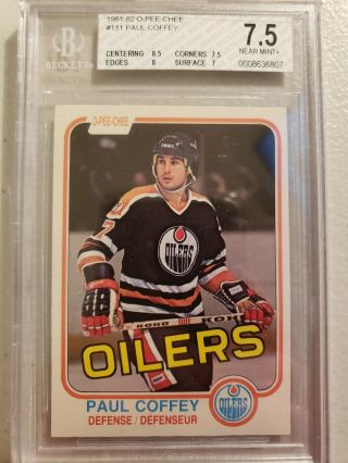1981/82 Opc Paul Coffey Rookie Bgs 7.  5 Tough To Find With Good 8.  5 Centering.