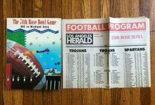 74th Rose Bowl Game 1988 Usc Vs.  Michigan State Program January 1988 Newspaper