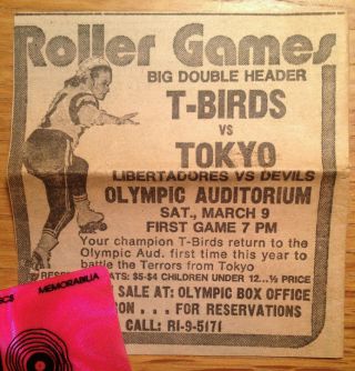 Roller Derby La T - Birds Vs Tokyo Terrors Olympic Auditorium 1974 Ad Clipping