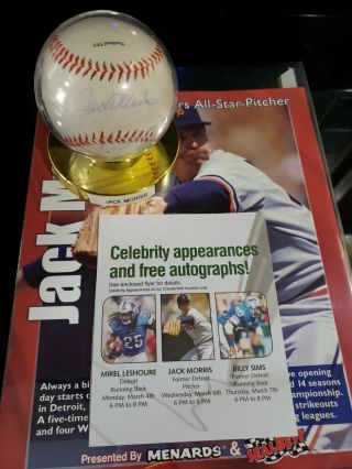 Jack Morris Signed & Autograph Baseball W/location & Time Signed