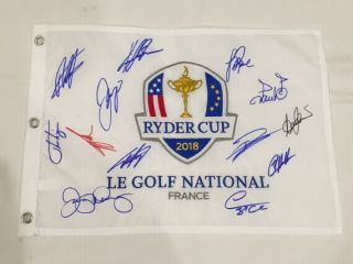 2018 Ryder Cup Team Europe Signed Golf Flag Fleetwood,  Mcilroy,  11 Proof