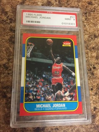1986 Fleer Basketball Michael Jordan Rookie Rc 57 Psa 9