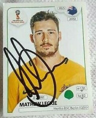Mathew Leckie Signed Australia Panini World Cup 2018 Sticker
