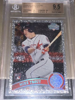 2011 Topps Update Diamond Anniversary Mike Trout Rookie Rc Bgs 9.  5 Gem Mt