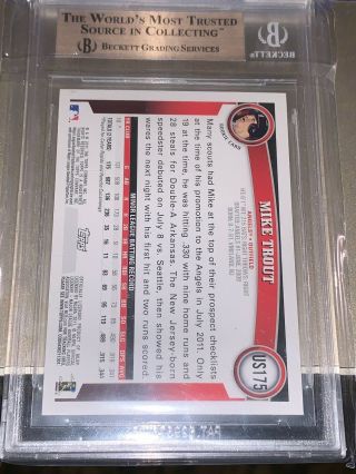 2011 Topps Update Diamond Anniversary Mike Trout ROOKIE RC BGS 9.  5 GEM MT 3