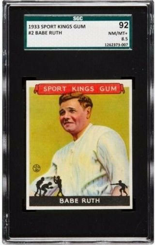 1933 Goudey Sport Kings 2 Babe Ruth (hof) Sgc 92 Nm/mt,  8.  5,  Pop 4,  1 Higher