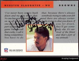 1991 Pro Line Portraits Autographs 239 Webster Slaughter Auto