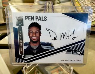 Dk Metcalf 2019 Elite Pen Pals Rookie Auto Nfl Football Card Black Ink Rc Sp