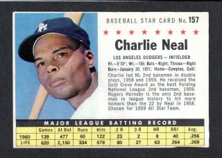 1961 Post Cereal 157 Charlie Neal La Dodgers Sp (company Version) Ex A