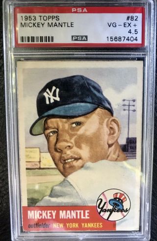 1953 Topps Mickey Mantle 82 Vg - Ex,  Psa 4.  5 Nicely Centered,  Great Color