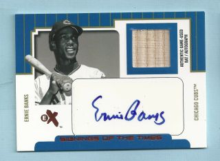 Ernie Banks 2004 E - X Signings Of The Times Game Bat Autograph Auto /77