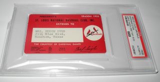 1952 Baseball St Louis Cardinals Season Pass Ticket Stub Stan Musial Hof Psa