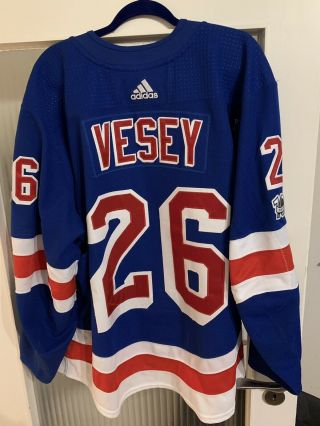 York Rangers Jimmy Vesey 2017/18 Game Worn Set 1 Home Jersey W/ 100yr Patch