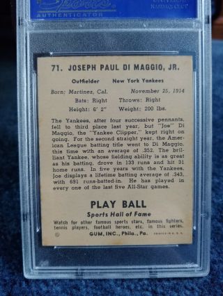 1941 Play Ball Joe DiMaggio PSA 6 71 AWESOME COLOR 2
