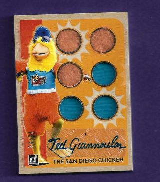 2019 Donruss The San Diego Chicken 6 Pc Material Signed By Ted Giamnnoulas 70/85